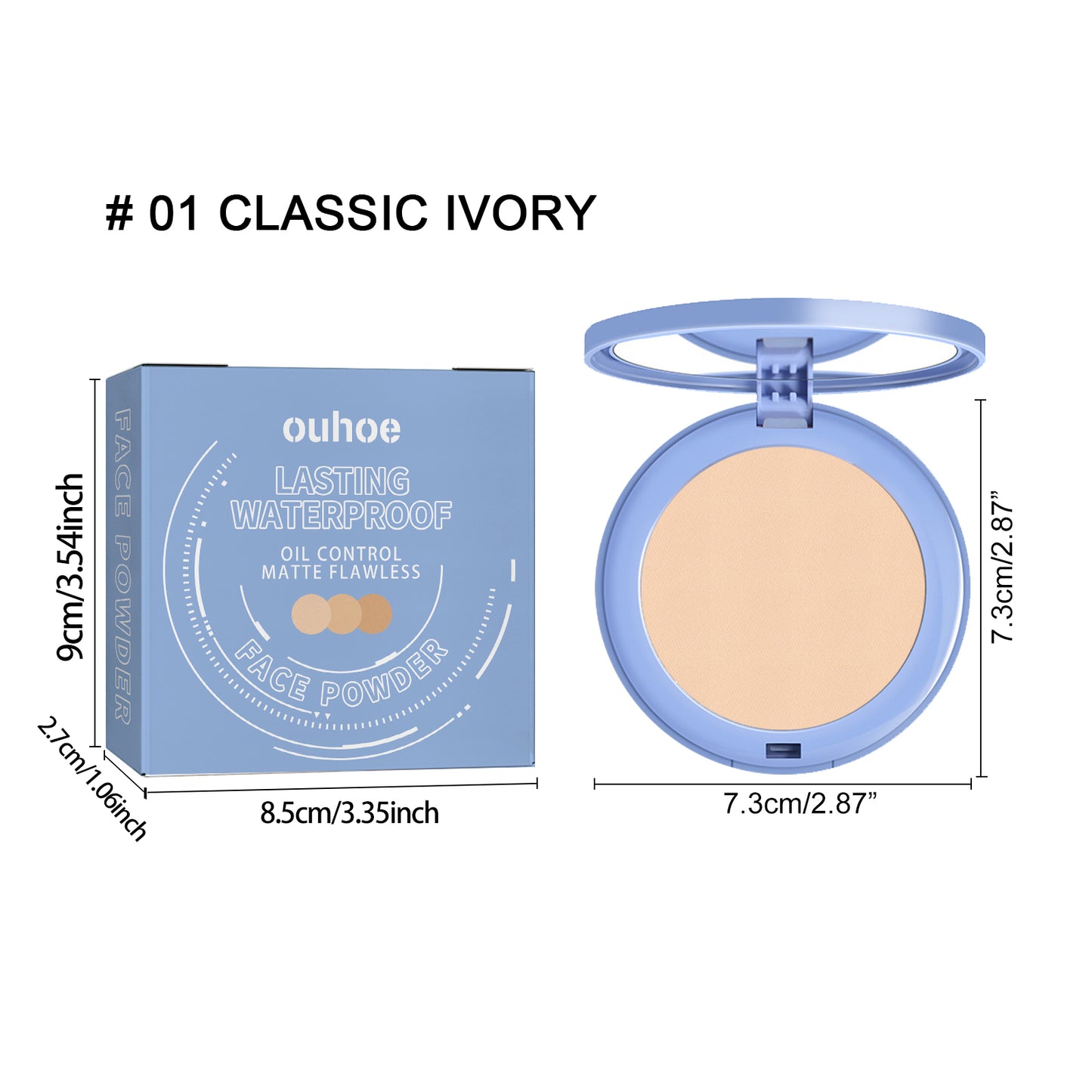 Ouhoe Finishing Powder Flawless Long-Lasting Not Easy to Makeup Makeup Powder Cake Natural Lightweight Breathable Finishing Powder