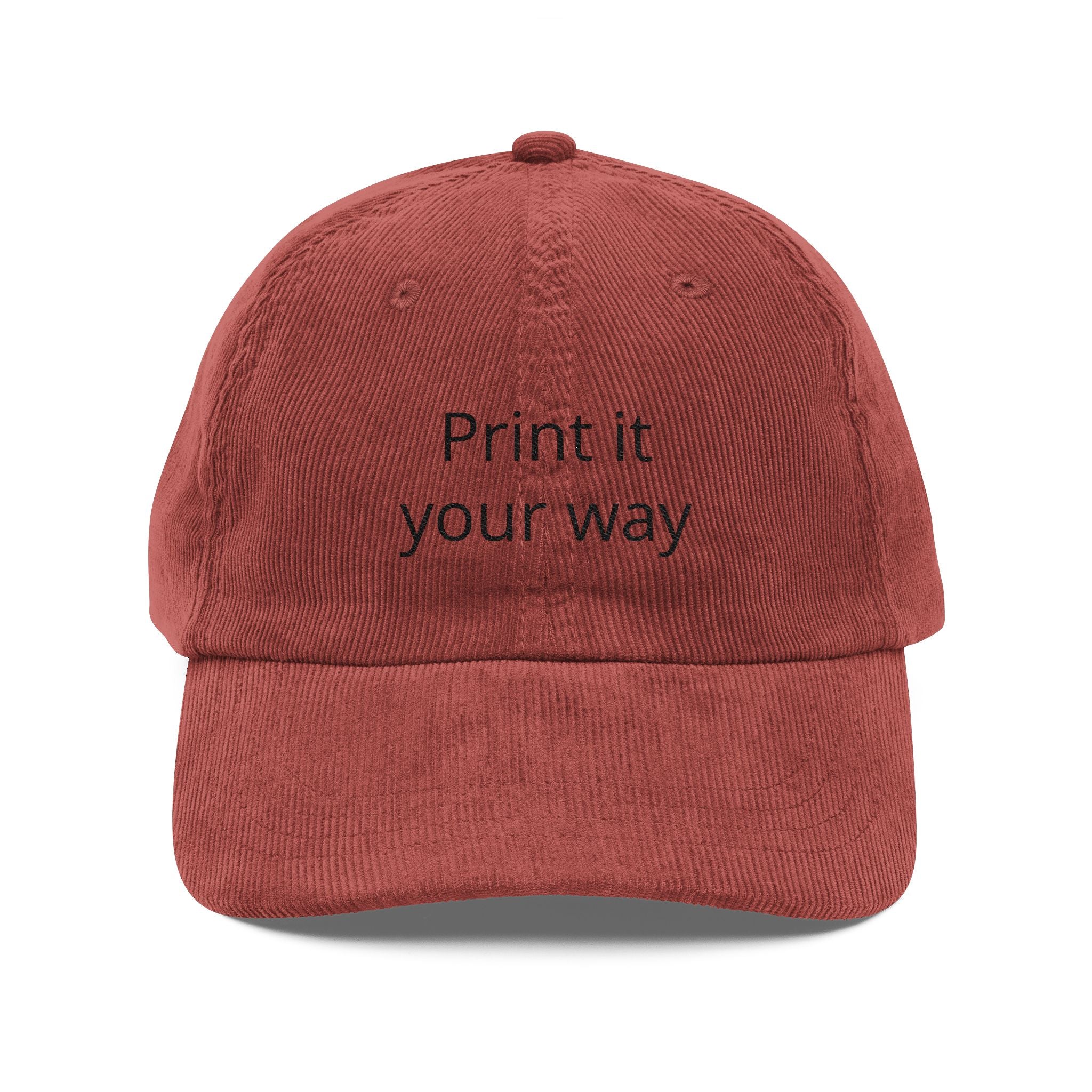Vintage Corduroy Embroidered Cap — "Print It Your Way" Adjustable Hat
