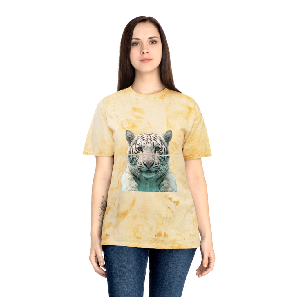 Vintage Tie-Dye T-Shirt — White Tiger Portrait Graphic Tee