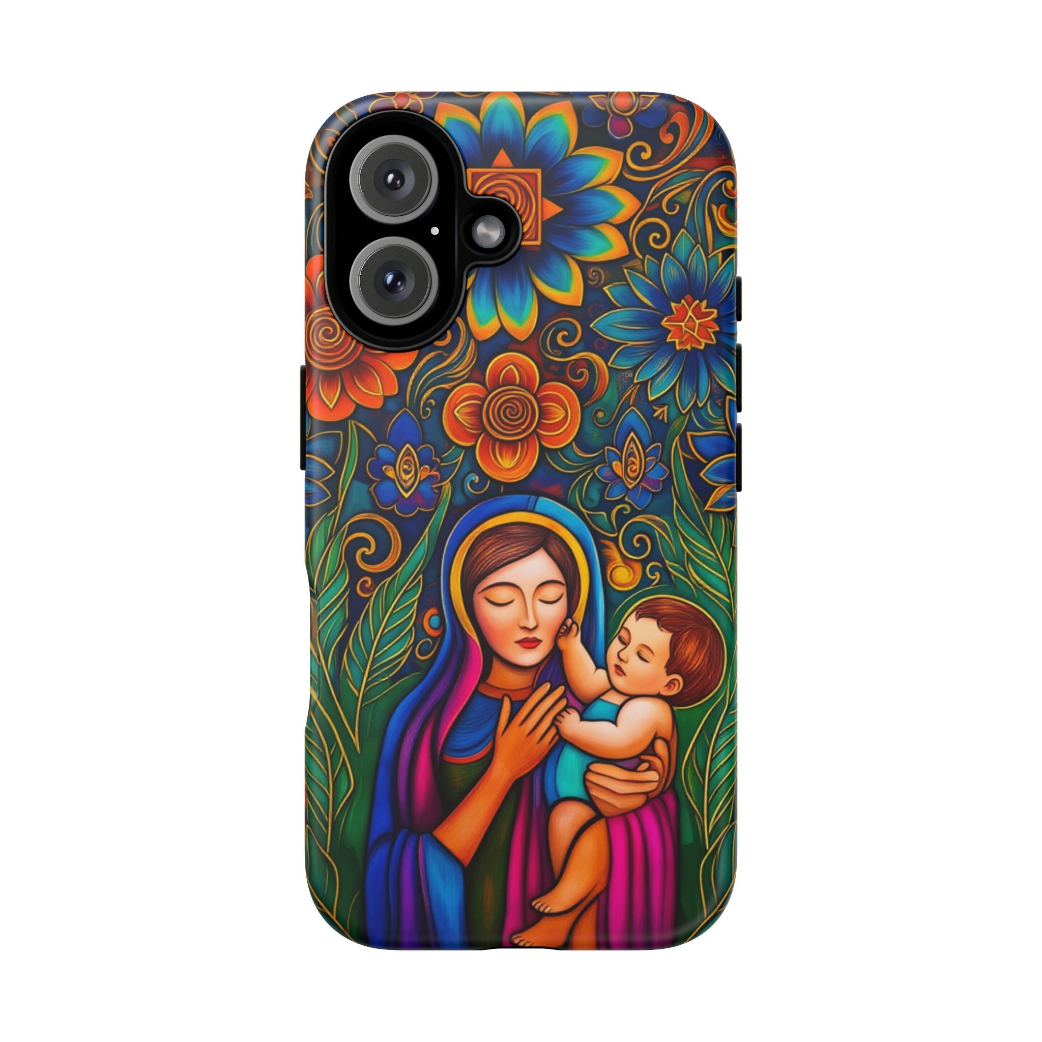 Phone Case — Colorful Madonna and Child Floral Art Protective Cover