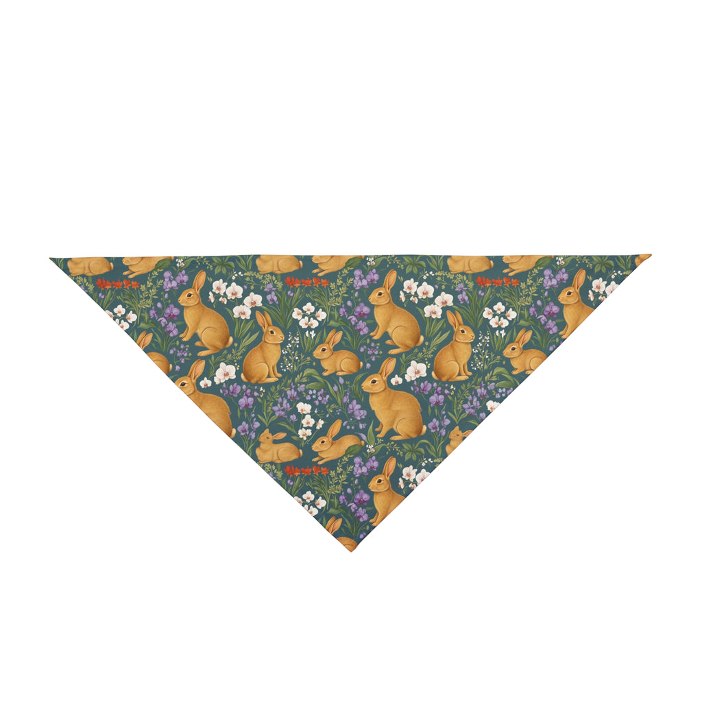 Bunny Meadow Pet Bandana – Floral Rabbit Pattern Collar Accessory