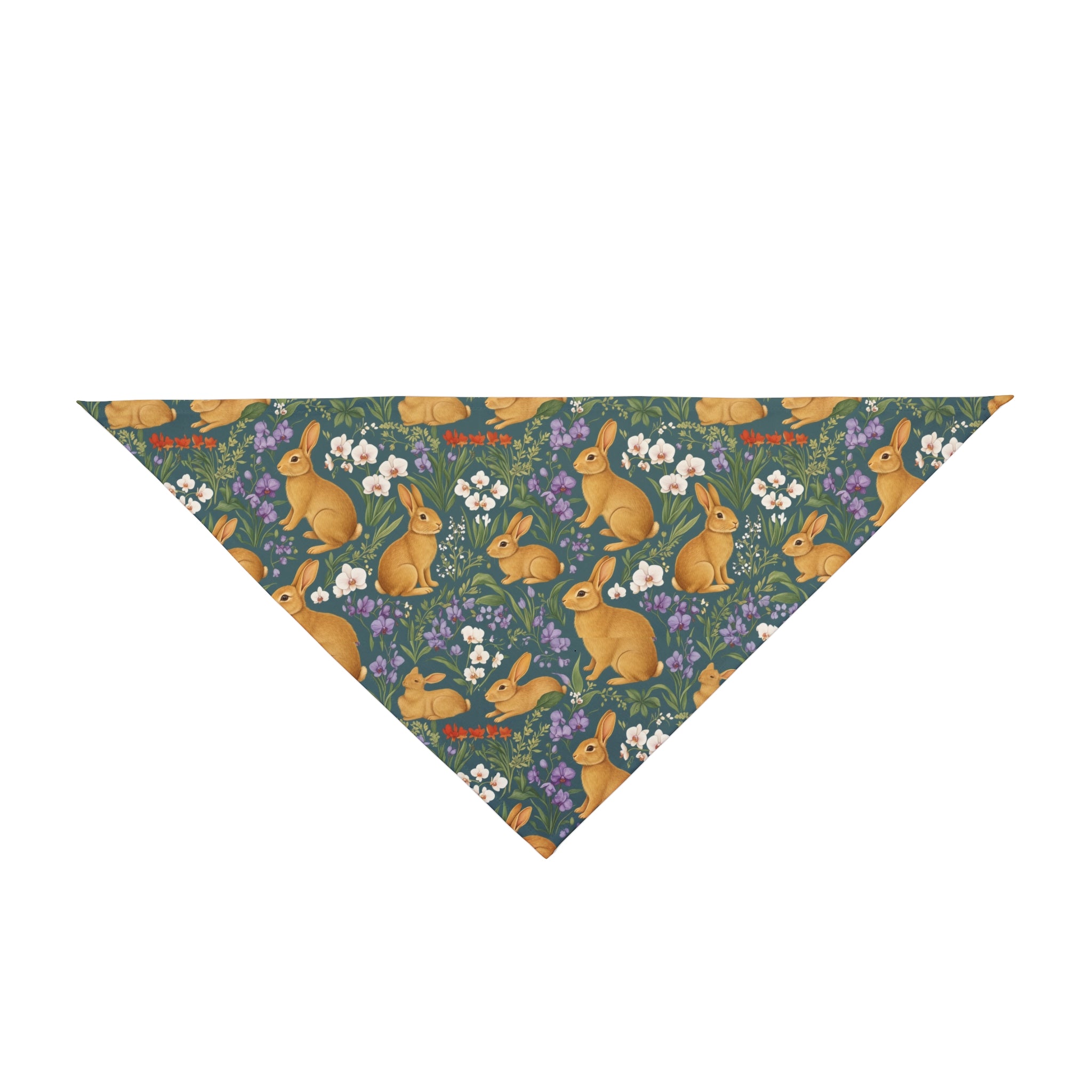 Bunny Meadow Pet Bandana – Floral Rabbit Pattern Collar Accessory