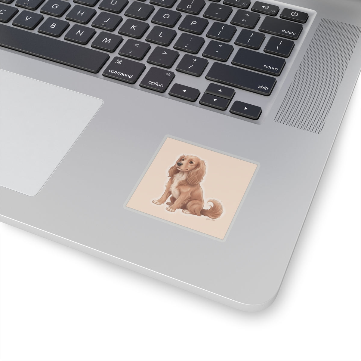 Cute Long-Haired Dachshund Sticker — Kiss-Cut Dog Decal for Laptops, Water Bottles & Gifts