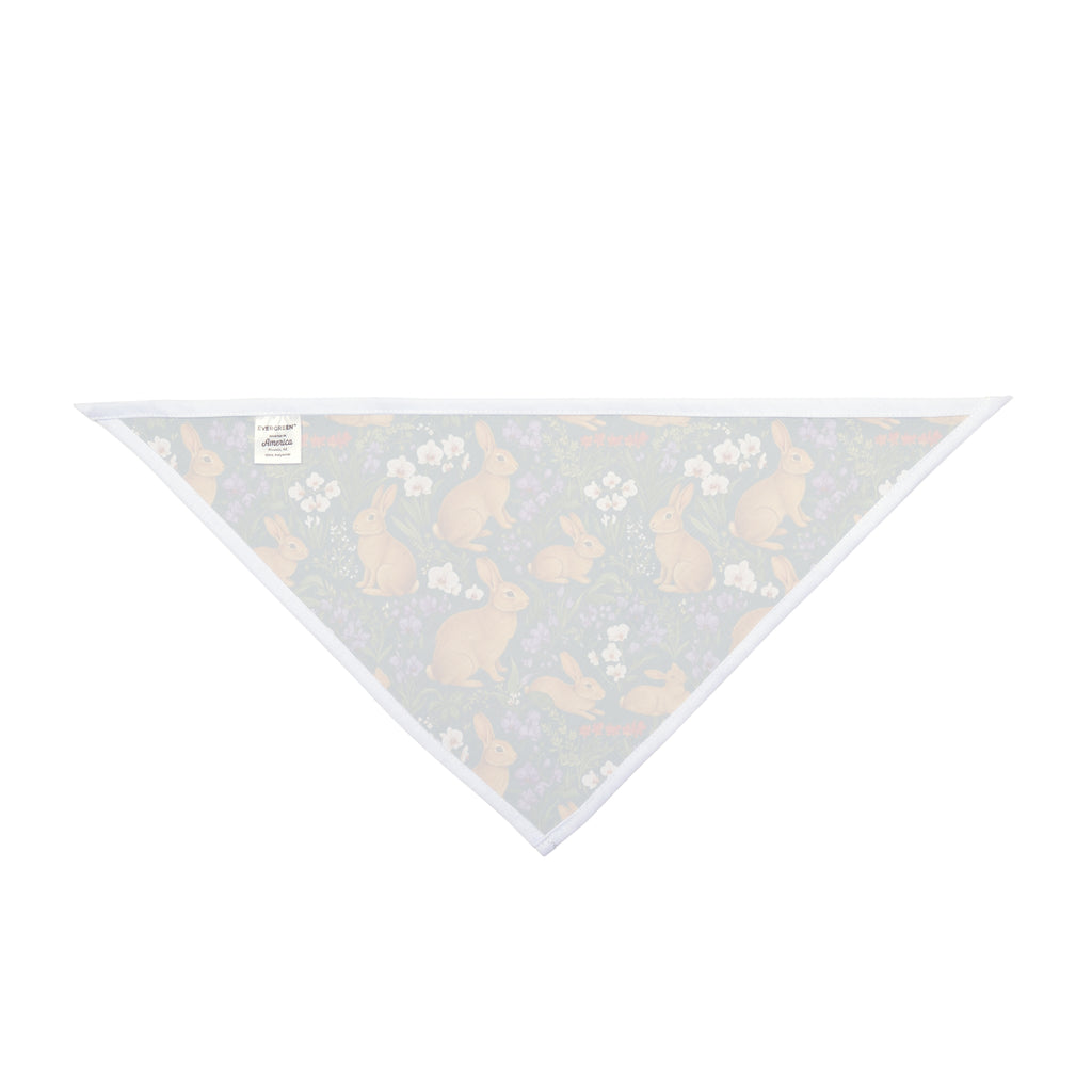 Bunny Meadow Pet Bandana – Floral Rabbit Pattern Collar Accessory