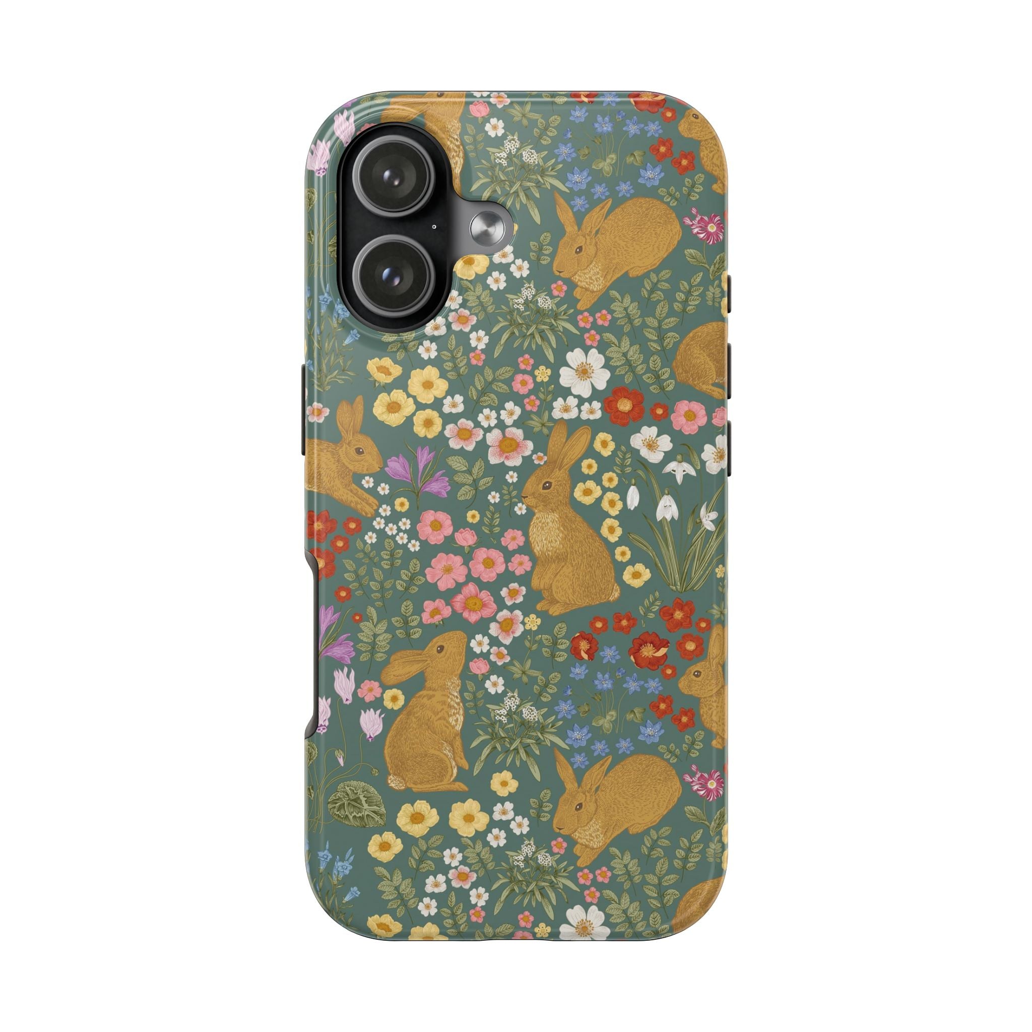 Floral Bunny Tough Phone Case — Cute Wildflower Rabbit Protective Phone Cover