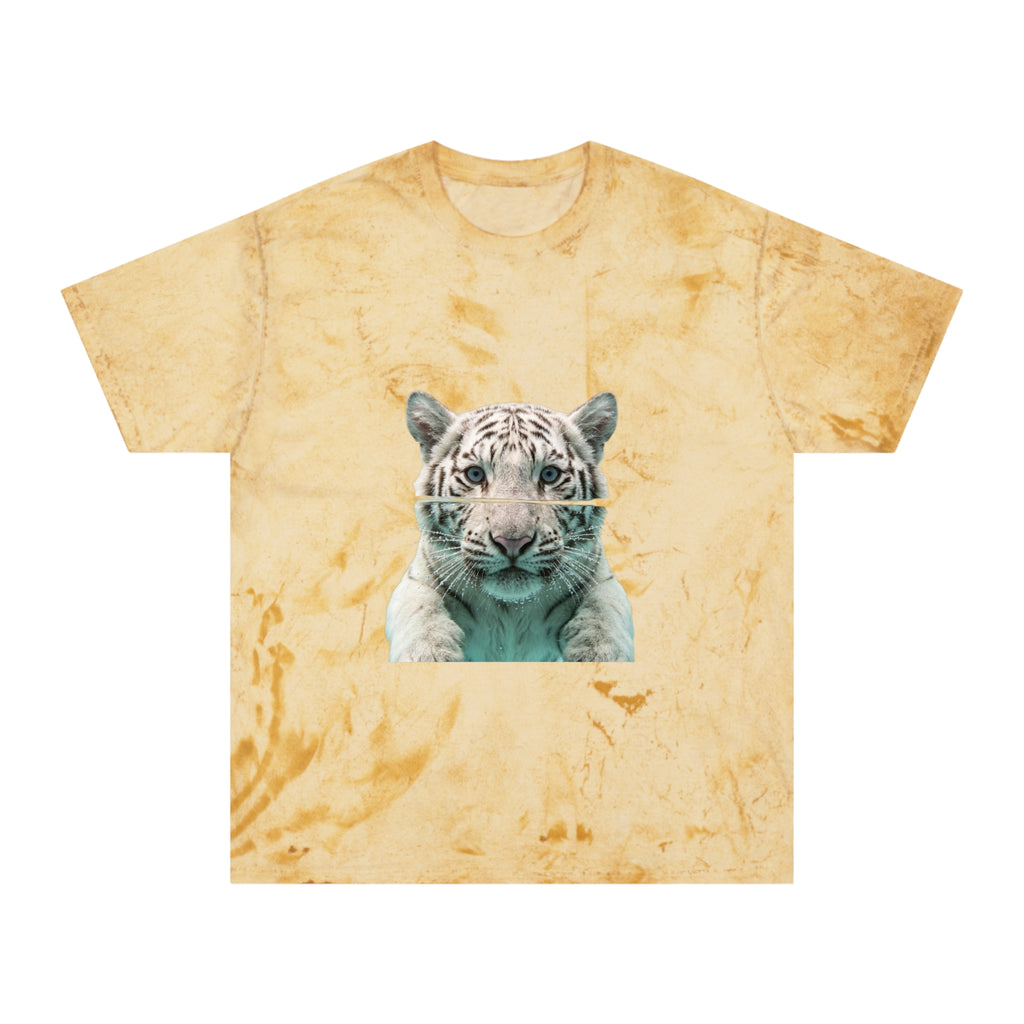 Vintage Tie-Dye T-Shirt — White Tiger Portrait Graphic Tee