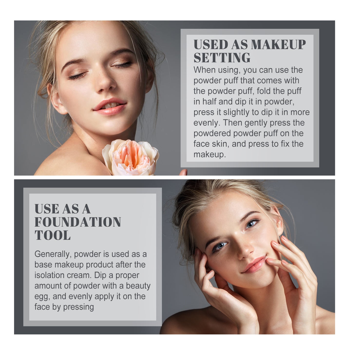 Ouhoe Finishing Powder Flawless Long-Lasting Not Easy to Makeup Makeup Powder Cake Natural Lightweight Breathable Finishing Powder