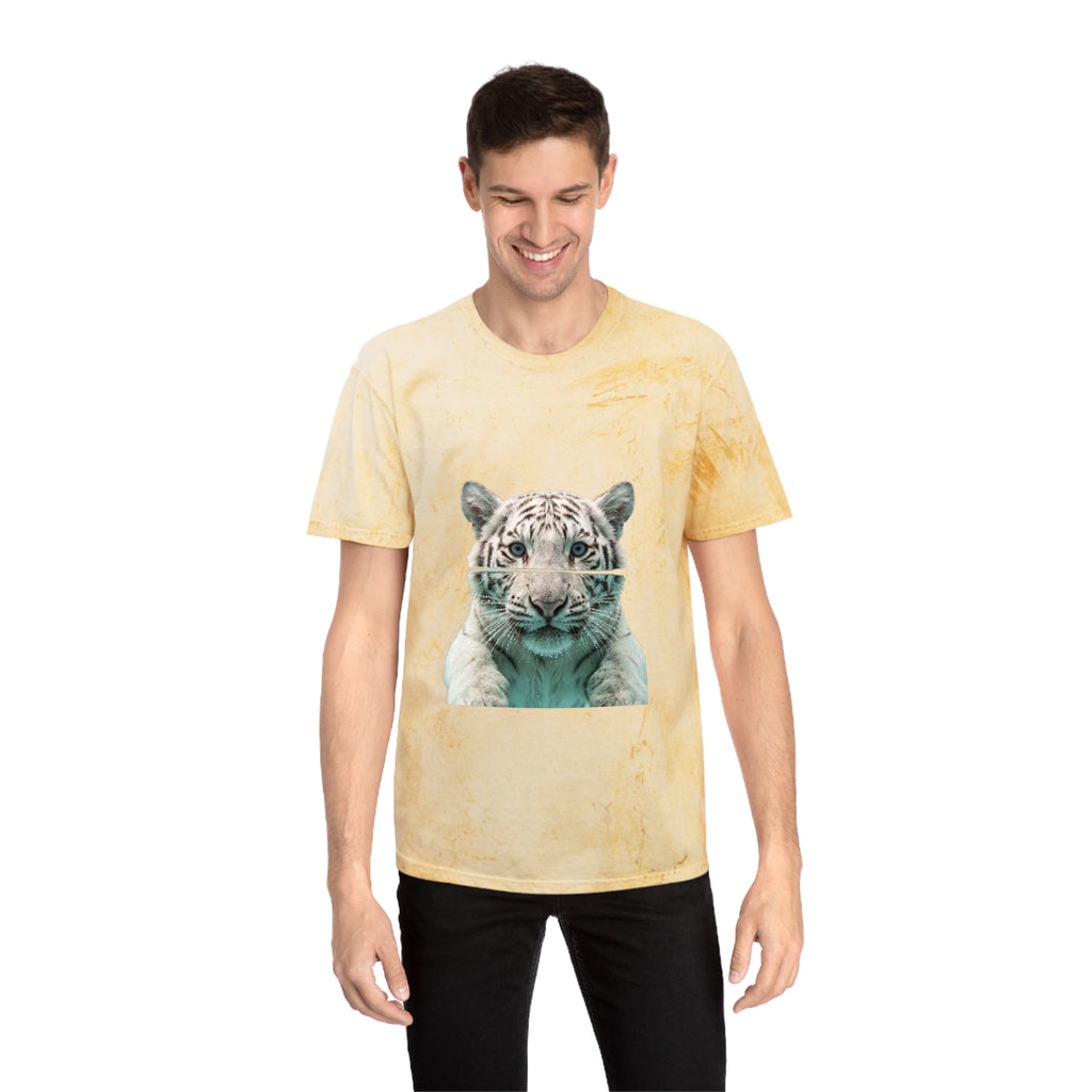 Vintage Tie-Dye T-Shirt — White Tiger Portrait Graphic Tee