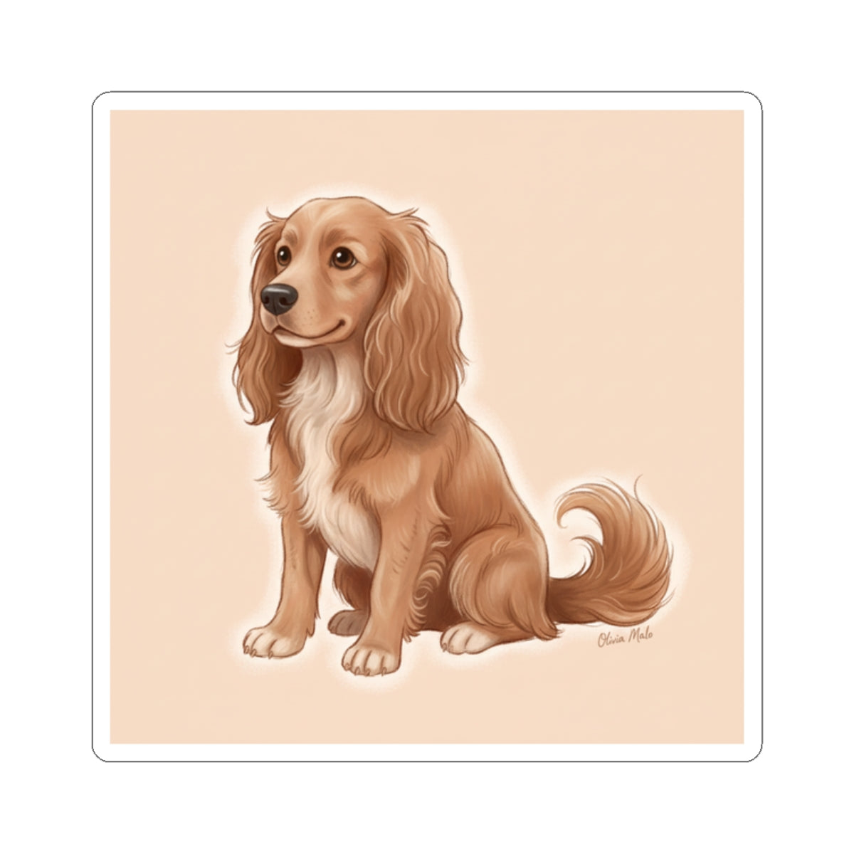 Cute Long-Haired Dachshund Sticker — Kiss-Cut Dog Decal for Laptops, Water Bottles & Gifts
