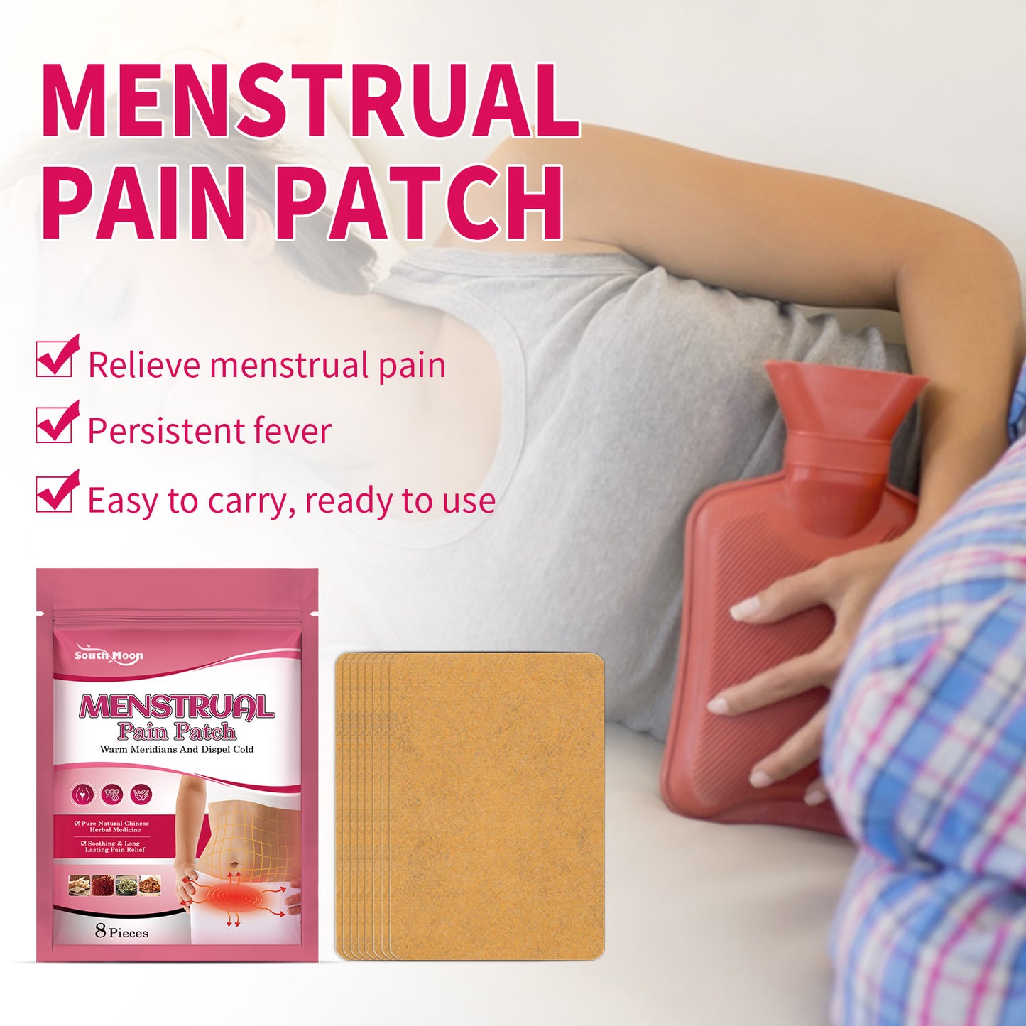 South Moon Menstrual Pain Patch Female Physiological Period Body Nursing Adhesive Bandage Relieve Menstrual Pain Nursing Adhesive Bandage