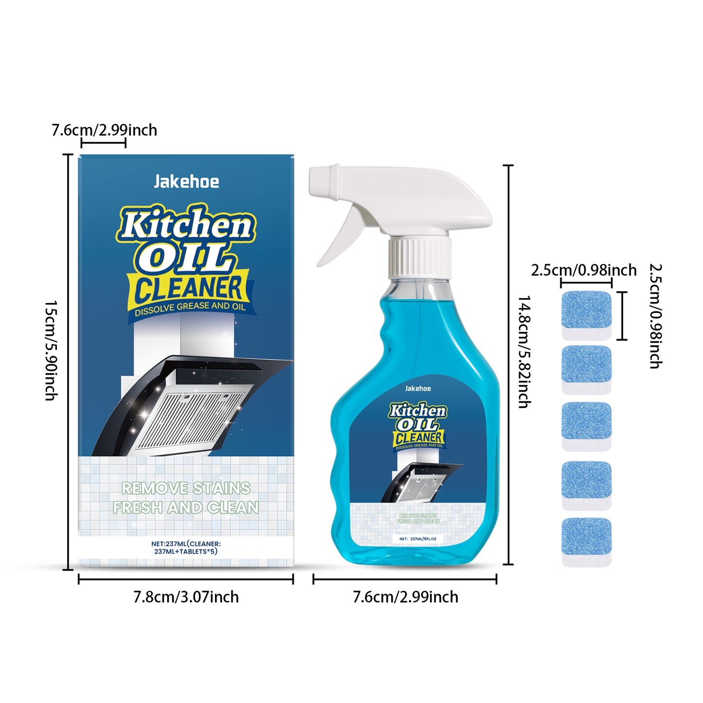 Jakehoe Kitchen Grease Cleaner Range Hood Stove Grease Stain Remover Easy Clean Household Cleaner