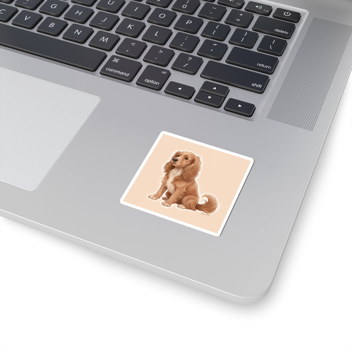 Cute Long-Haired Dachshund Sticker — Kiss-Cut Dog Decal for Laptops, Water Bottles & Gifts