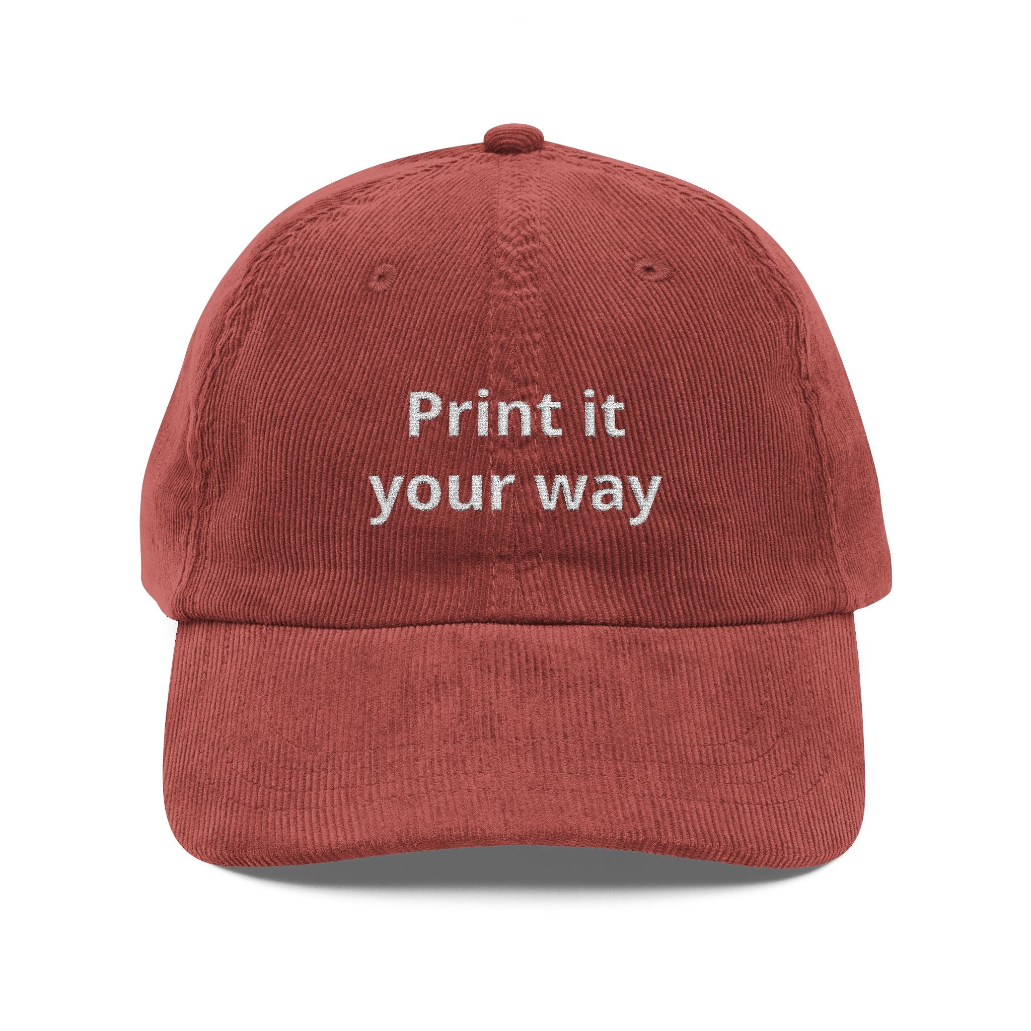 Vintage Corduroy Embroidered Cap — "Print it your way"