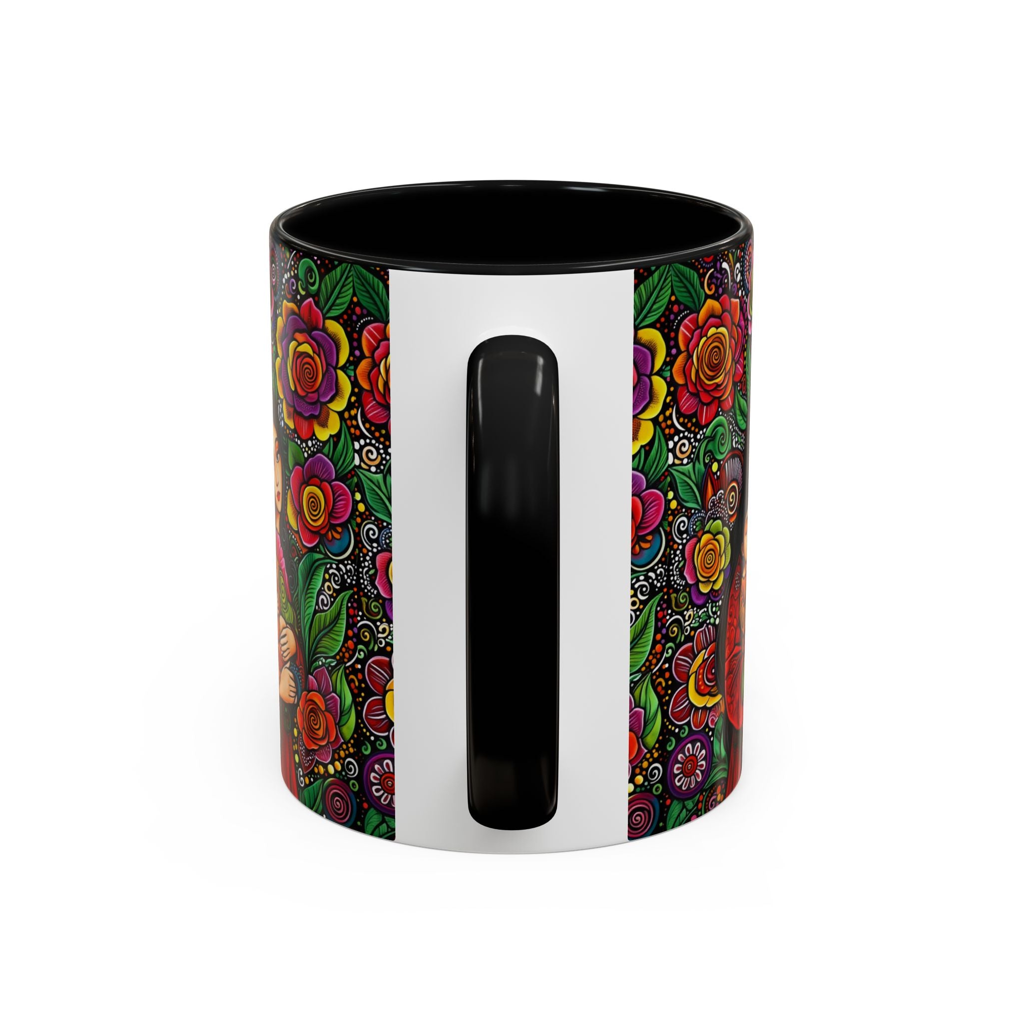 Mother and Child Floral Coffee Mug — Colorful Folk Art Accent Mug