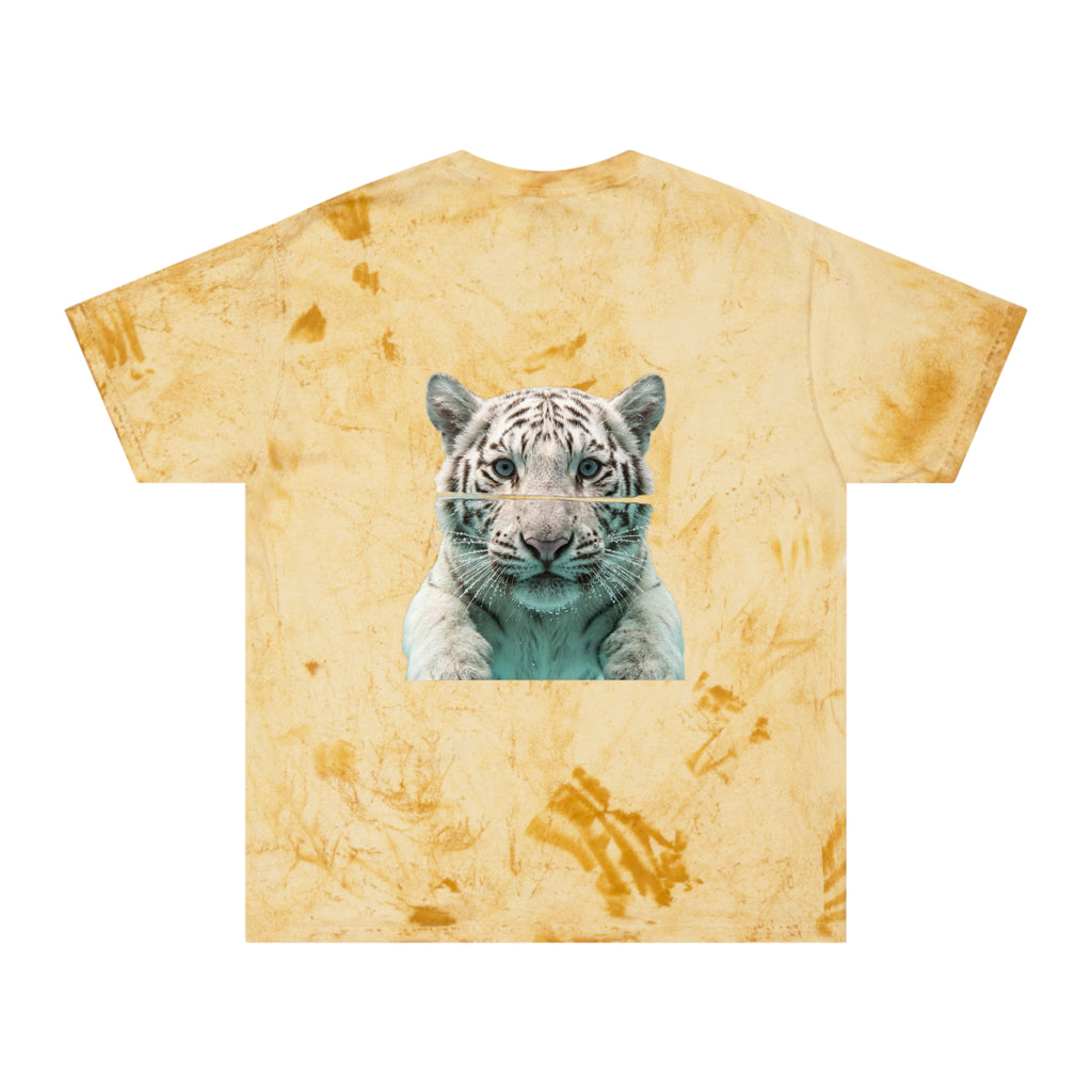Vintage Tie-Dye T-Shirt — White Tiger Portrait Graphic Tee