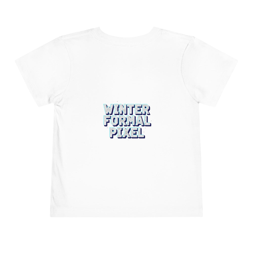 Toddler Tee — "Winter Formal Pixel" Snowy Text Graphic