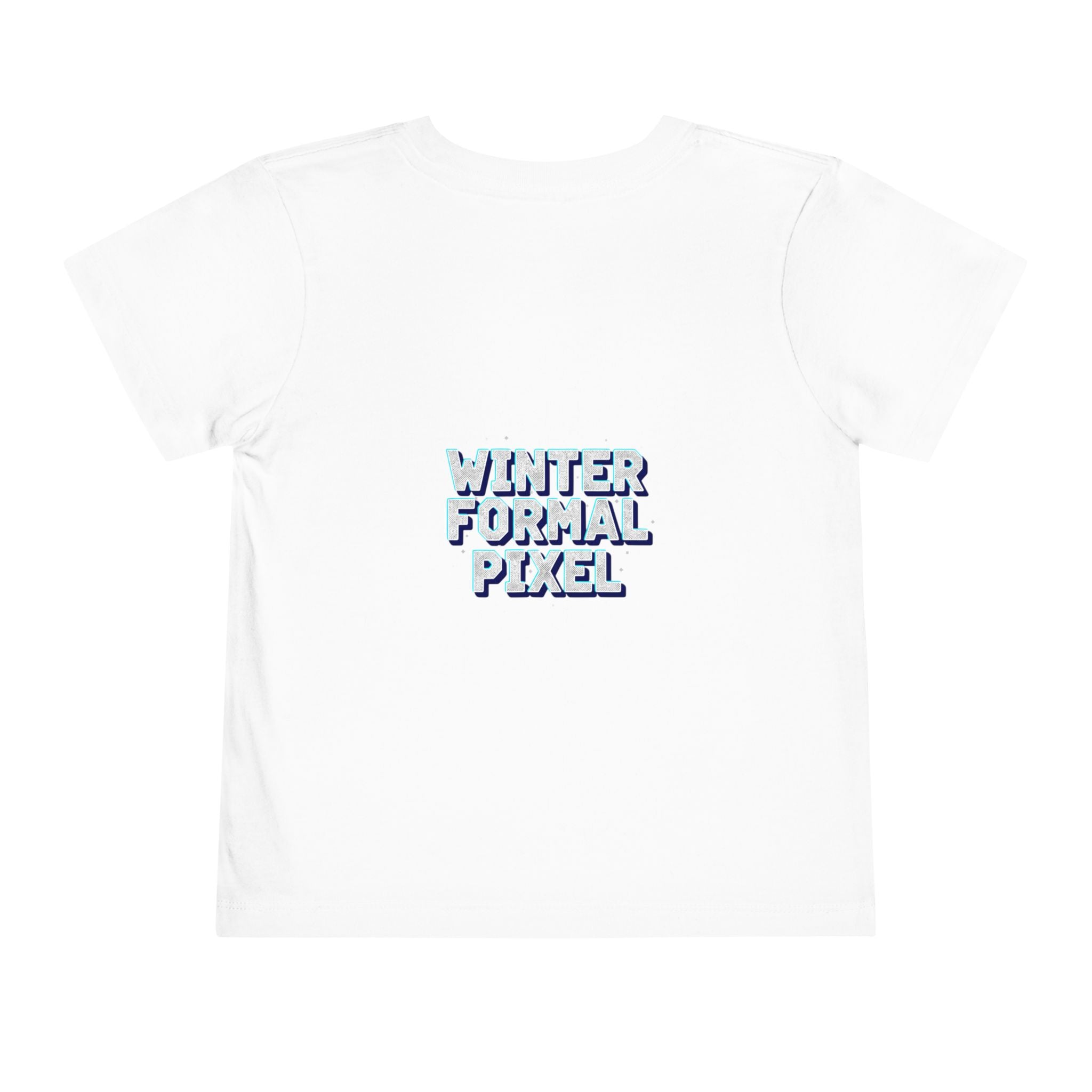 Toddler Tee — "Winter Formal Pixel" Snowy Text Graphic