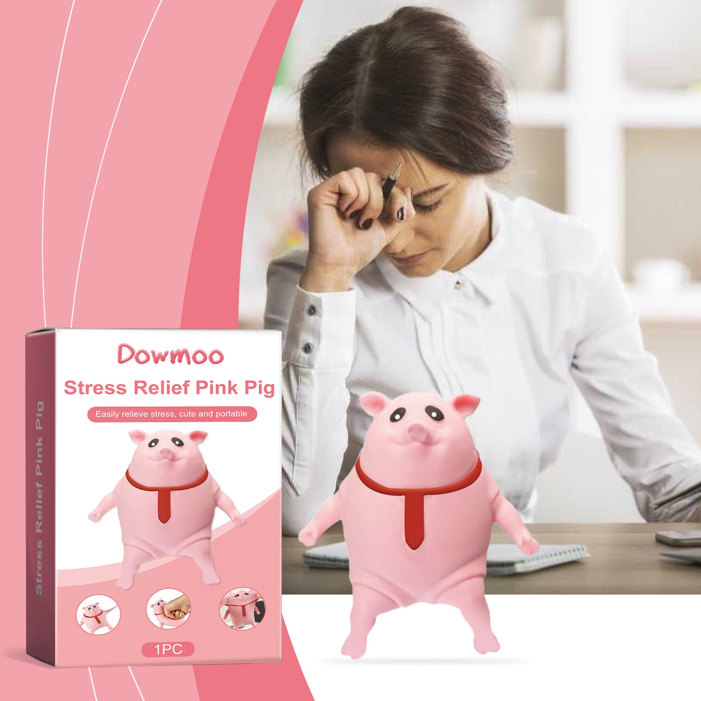 Dowmoo Pink Pig Toy Creative Cartoon Design Happy Experience Adds Fun Cute Interesting Entertainment Toy