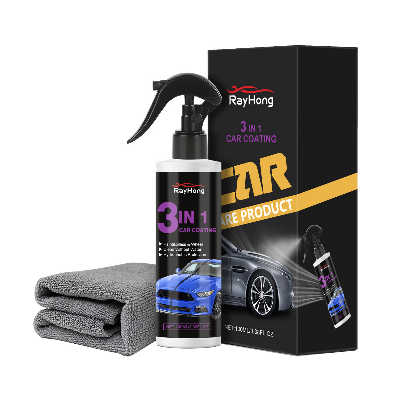 Rayhong 3-in-1 Car Paint Spray Car Surface Brightening Dustproof Anti-fouling Maintenance Polishing Paint Spray