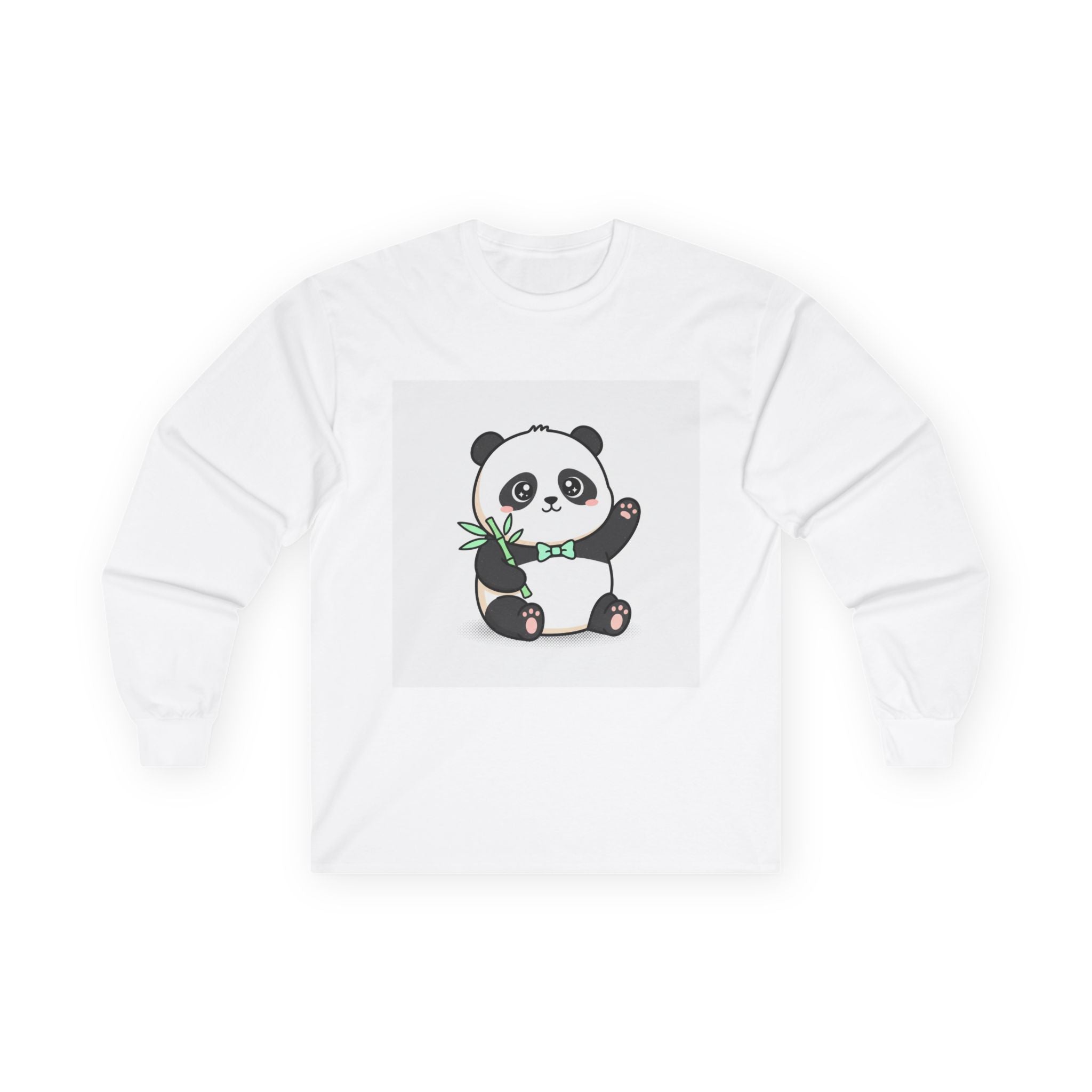 Panda with Bamboo Long Sleeve Tee — Cute Cartoon Panda Design