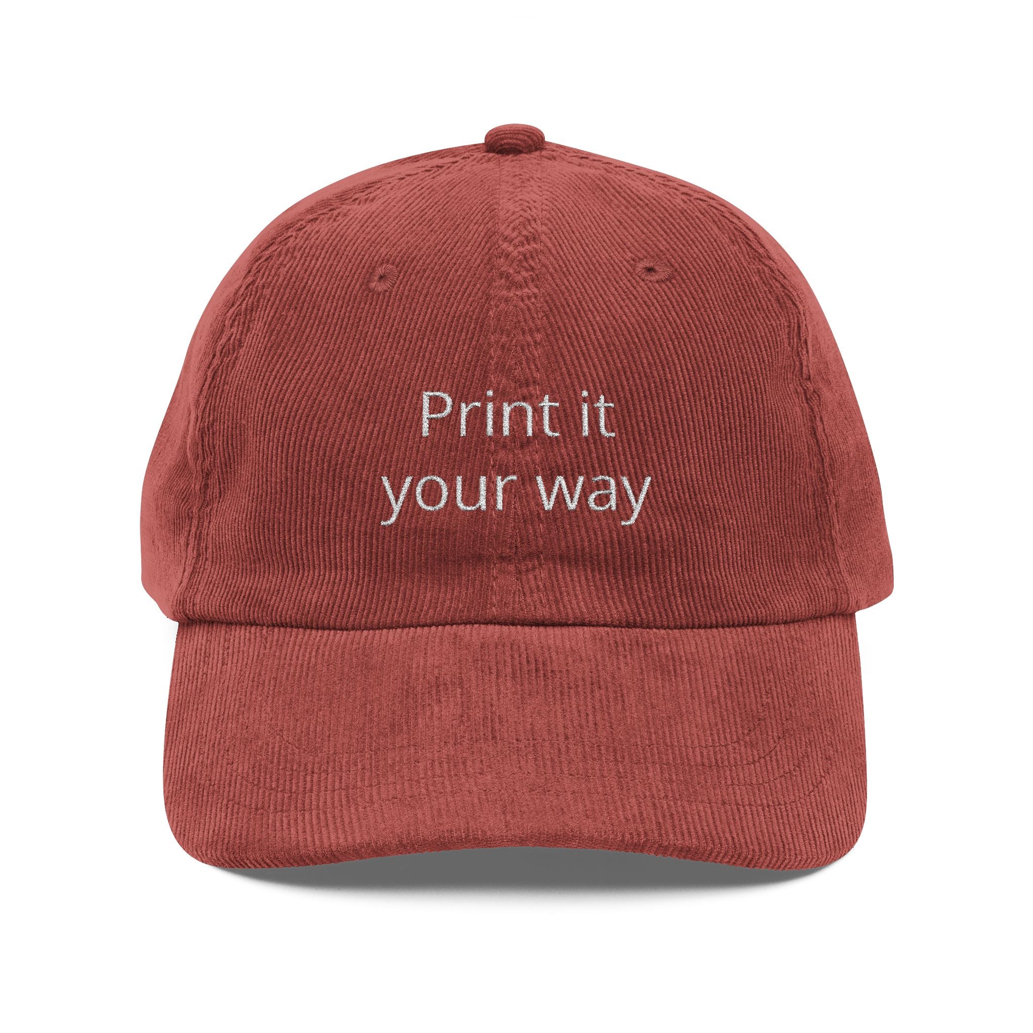 Vintage Corduroy Embroidered Cap — "Print it your way"