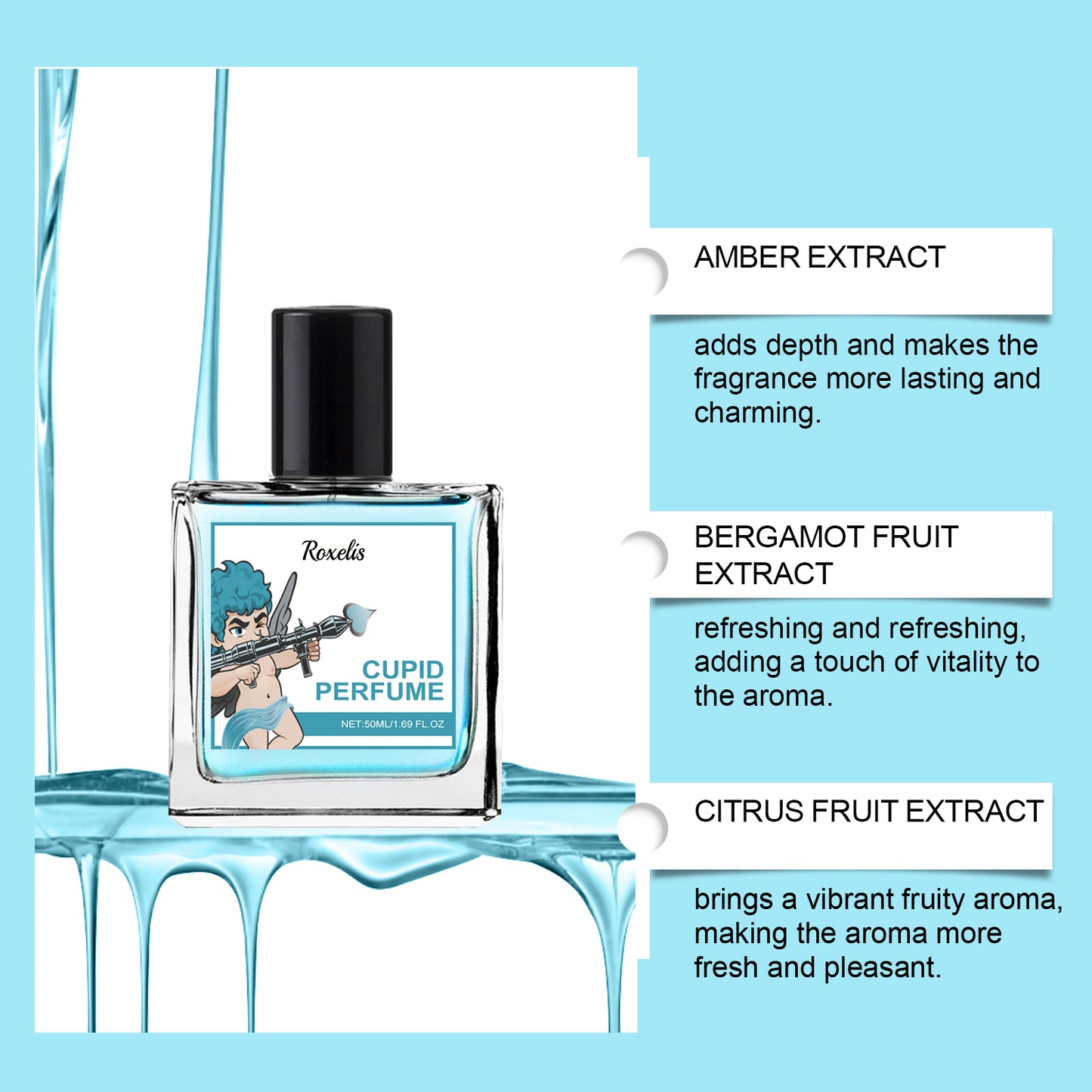 Roxelis Cologne Cupid Perfume Spray Gentle and Elegant Portable Fragrance for Couples Dating Atmosphere