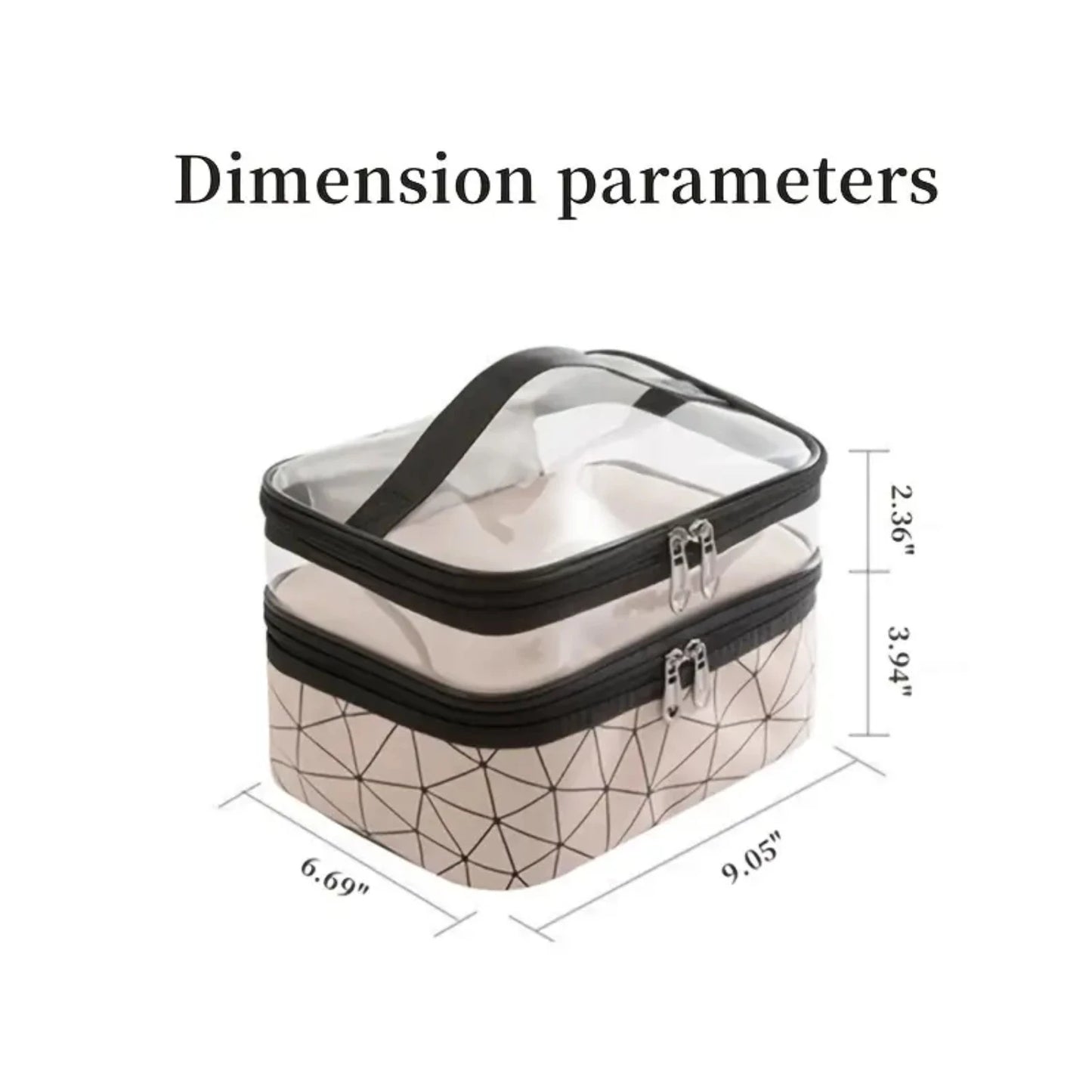 Portable Clear Waterproof Makeup Bag Organizers with Double Layer Design for Travel, Zippered Cosmetic Tote Bag