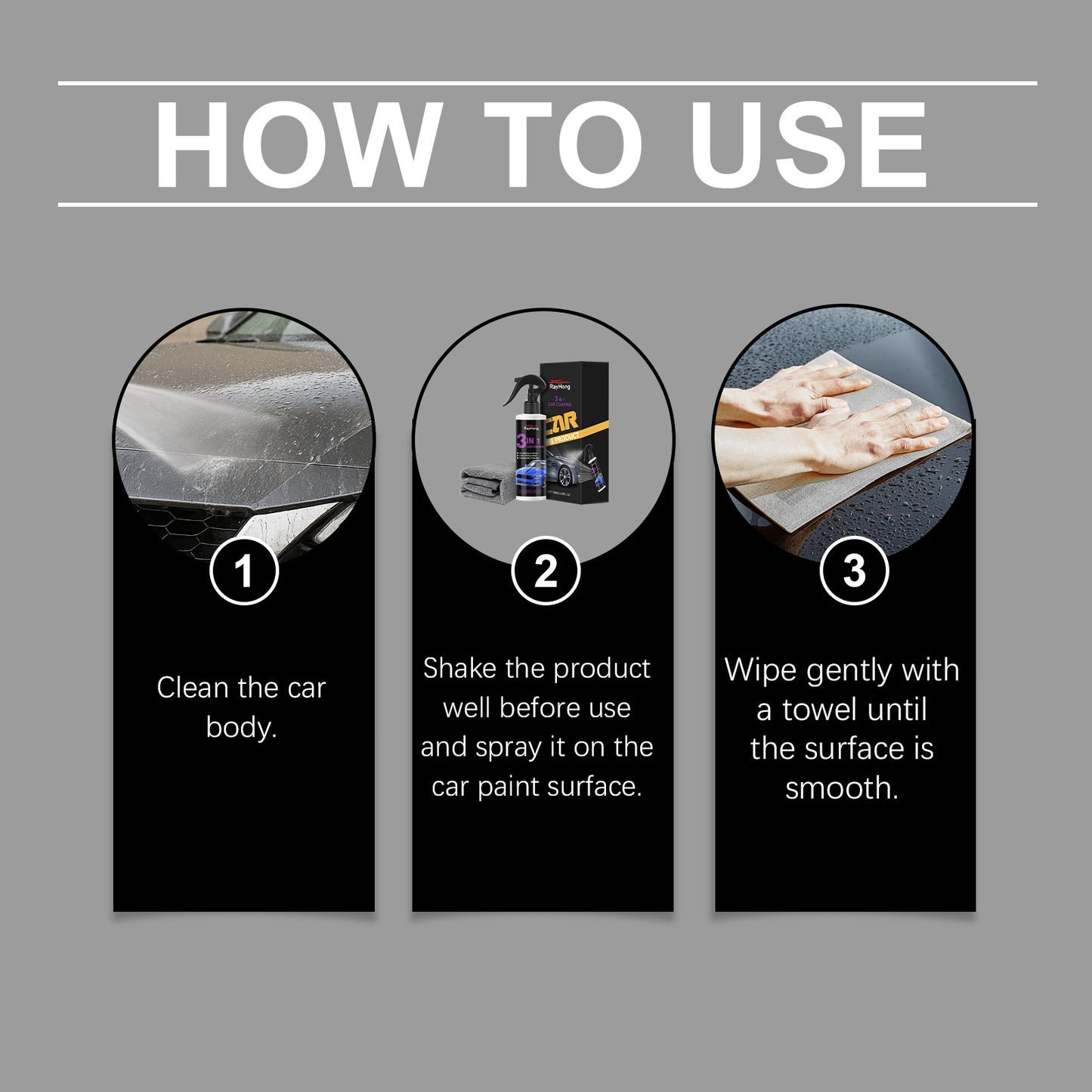 Rayhong 3-in-1 Car Paint Spray Car Surface Brightening Dustproof Anti-fouling Maintenance Polishing Paint Spray