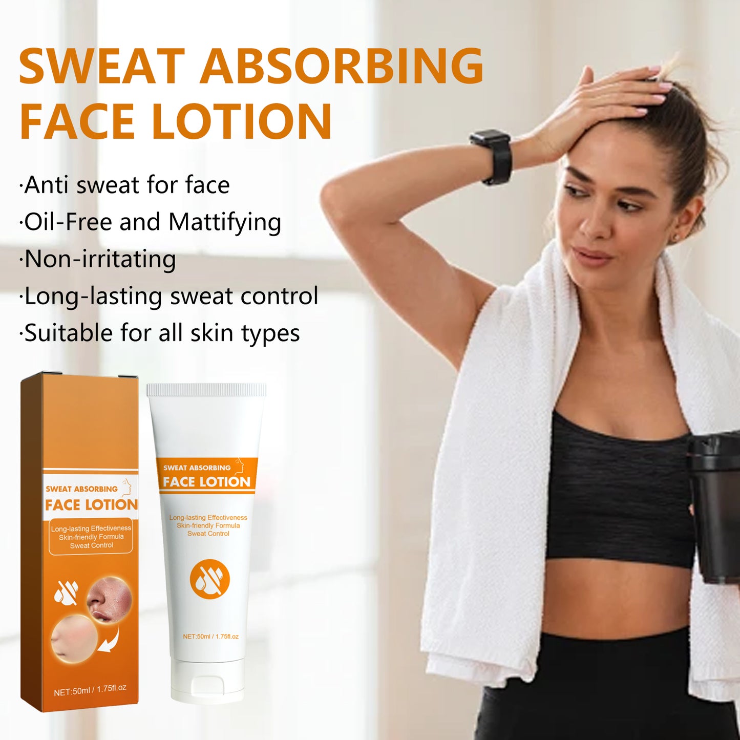 AMZ Facial Sweat Absorbing Lotion Gentle Cleansing Facial Skin Refreshing Skin Friendly Long-lasting Oil Control Facial Antiperspirant
