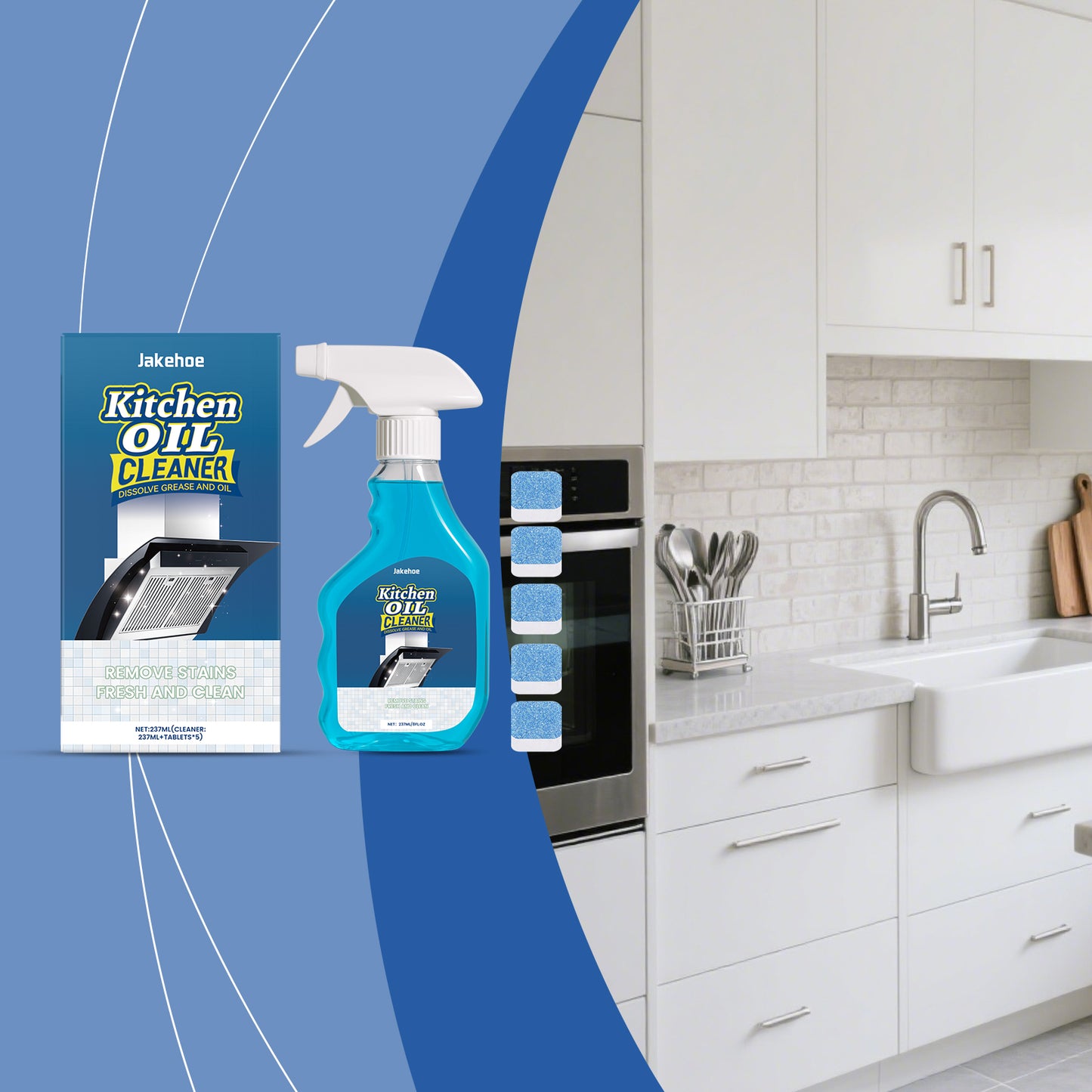 Jakehoe Kitchen Grease Cleaner Range Hood Stove Grease Stain Remover Easy Clean Household Cleaner