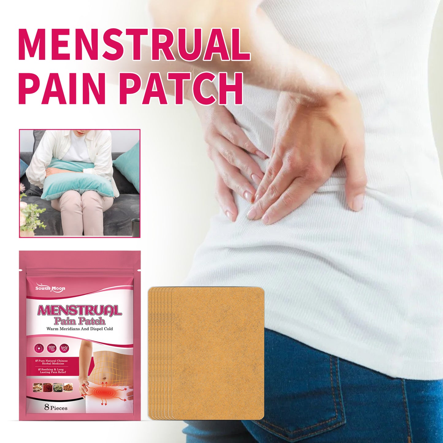 South Moon Menstrual Pain Patch Female Physiological Period Body Nursing Adhesive Bandage Relieve Menstrual Pain Nursing Adhesive Bandage